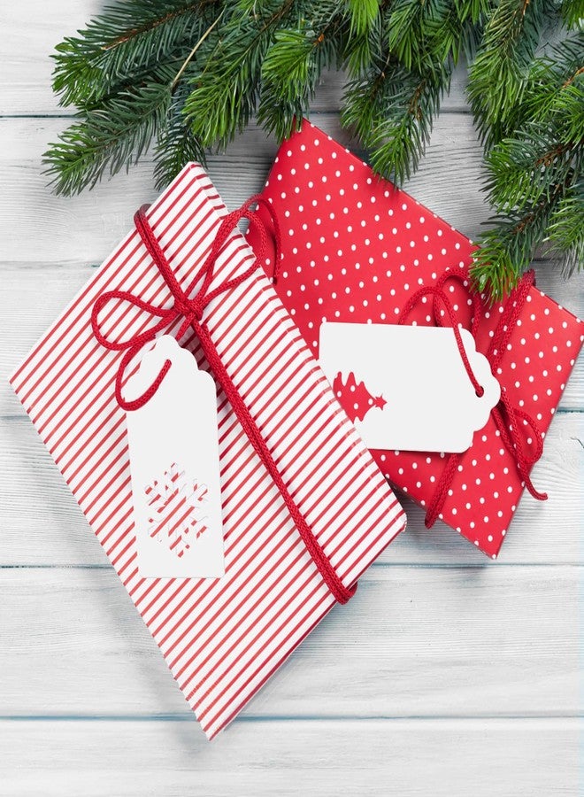 KINGLAKE Tags - 150 Pcs with String, White Xmas Holiday Blank Paper Gift Tags for Presents, Hollow Christmas Tree Snowflake Reindeer Xmas Labels - Image 4